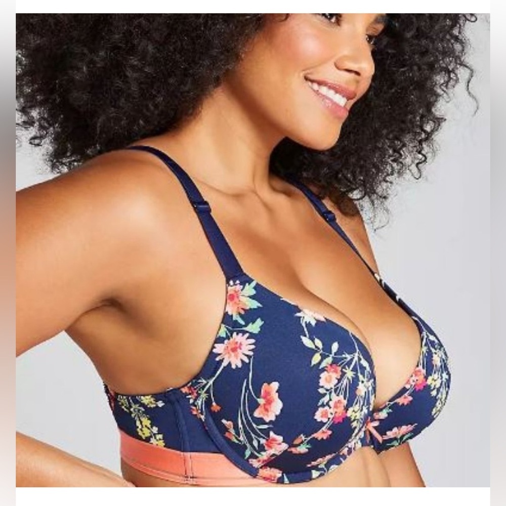 Cacique Boost Plunge floral print bra with underwire and convertible straps 42B